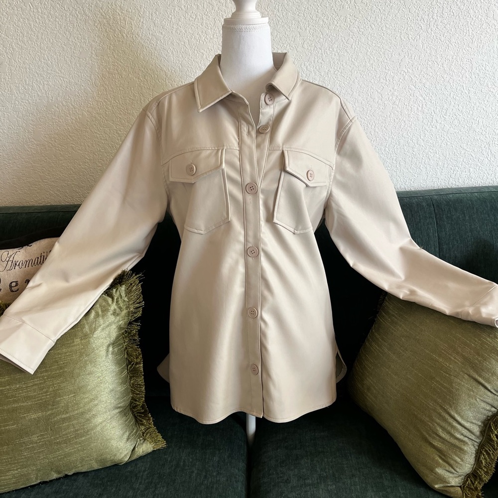 New Very J Cream Button Down Shirt/jacket